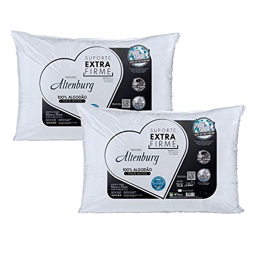 Kit 02 Travesseiros Altenburg Suporte Extra Firme 0,50x0,70m 180 Fios