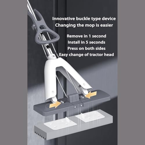 Selbstwringender Bodenwischer mit Ausziehbarem Griff Aus Edelstahl, PVA Super Saugfähige Schwamm Wischmopp Set mit Eimer, Dual Use of Dry and Wet, für Böden, Wände, Fenster, Decken,F,35x137cm – Bild 5