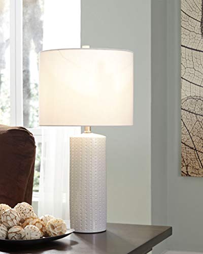 Signature Design By Ashley Steuben Textured Ceramic Table Lamp, 2 Count Lamps, 25", Solid White #TOP1