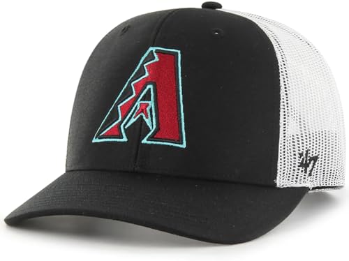 47 MLB Team Color Primary Logo Mesh Trucker Snapback Adjustable Hat Cap Adult One Size Fits All (US Alpha One Size Arizona Diamondbacks Arizona Diamondbacks)