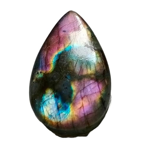 Cabochon labradorite violette naturelle poire 32x19x7mm pierre fabrication bague pendentif