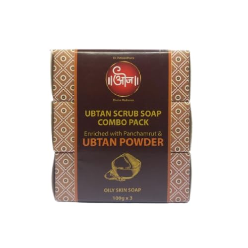 ओज OJ Ubtan Scrub Soap | Natural Scrub With Skin Cleanser | Natural, Chemical-Free Soap (Pack of 3, 100 grams Each)