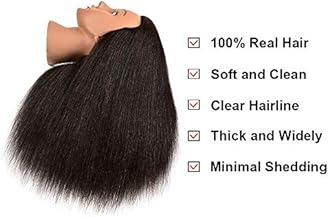 headdoll Mannequin Head with 100% Real Human Hair 14 Inch Training Head Manikin Head Cosmetology Doll Head Hairdresser Hairstylist Practice Head for Hair Styling with Stand