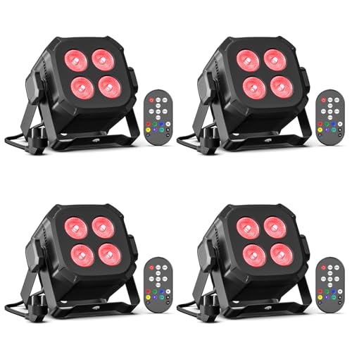 Rtktoup 4PCS RGBW LED Par Scheinwerfer, 40W LED Bühnenlicht DMX 4/8CH mit Fernbedienung Par Strahler, Discolicht Partylicht für DJ Bühne Bar Party Hochzeit Haloween Weihnachten