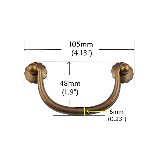 Txinmin 10 Pack Traditional Bail Cabinet Hardware Handle Pull Antique Brass Drawer Pull, 3-3/20 Inch Hole Centers (80Mm), Black Bronze Tone #TOP6