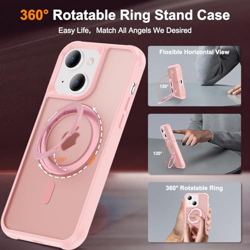 Image of Compatible with iPhone 15 Case with Stand 6.1 inch,Pink