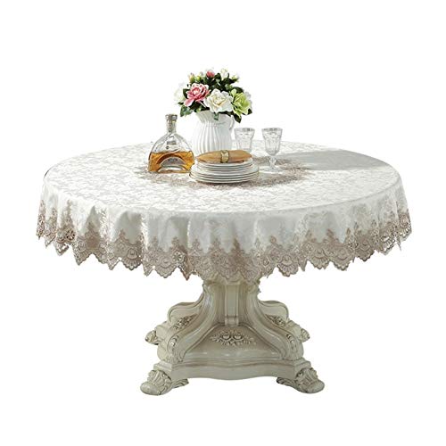 Couverture de table à manger ronde 260 cm dentelle chic - 5