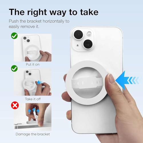 Image of RIGGEAR Soft Silicone Magnetic Phone Grip, Finger Loop Ring Holder Compatible with MagSafe iPhone Models and Magnetic Phone Cases (White)