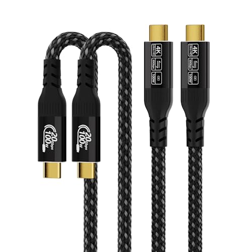 Image of USB C Cables Short 2-Pack 2FT (0.6m) Compatible with Thunderbolt 4 /3, USB 3.2 Gen 2 20Gbps High Speed Data Transfer, 100w Fast Charging & 4K@120Hz USB C Video Cable for Monitor,dispaly Cord