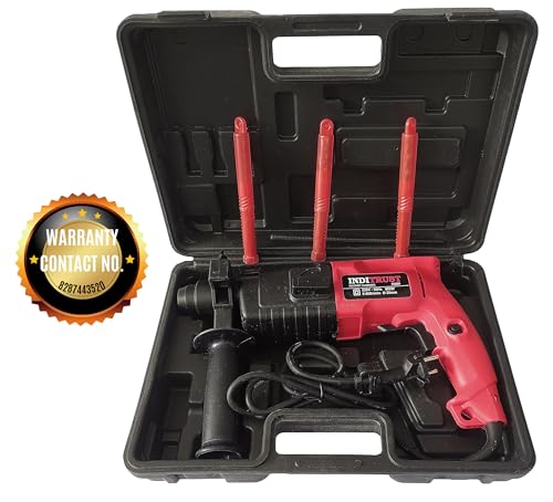 Image of Inditrust 6-Month Warranty 900W Rotary hammer drill machine 20mm Left /Right Rotation, 3pc Bit with 13mm Drill Chuck key Adaptor set (RED) 100% Copper Winding (RED)