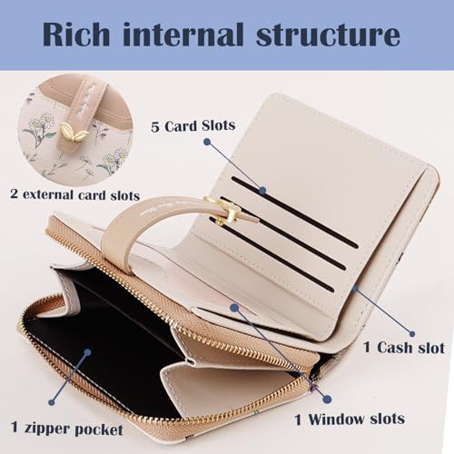 Cute Black Flower Wallet for Women and Ladies Small Kawaii Coin Purse with ID Window Compact Lightweight and Stylish Design Cash Wallet for Ladies3