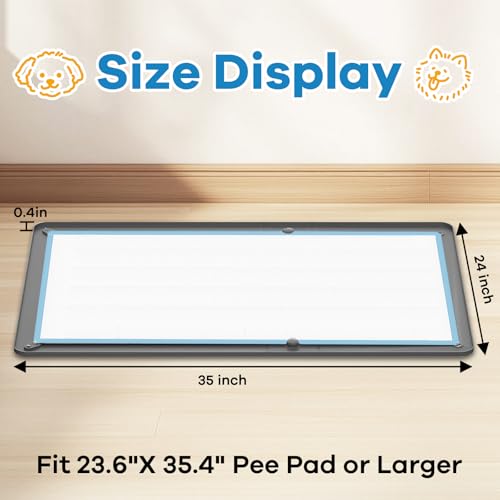 Image of Pee Pad Holder, Puppy Pad Holder Tray, Soft Silicone Non-Slip Dog Potty Tray, 24 inch x 35 inch High Edge Puppy Pad Holder with 4 Sucker for Puppy Potty Training