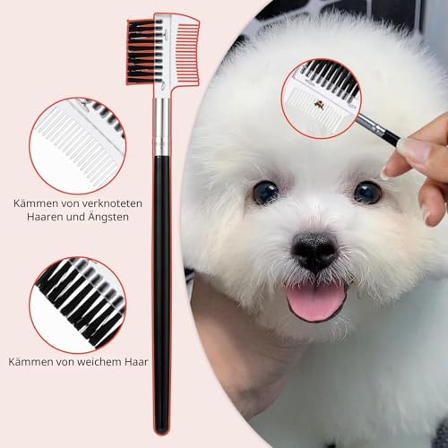 Tränenfleckentferner Kit für Hund & Katze mit Tränenfleckenbalsam, Tränenfleckenkamm, Pro Puderbürste, Augenpads, Sanfte Augenpflege - Reiniger zur Entfernung von Tränenflecken, Augenschmutz, Ausfluss