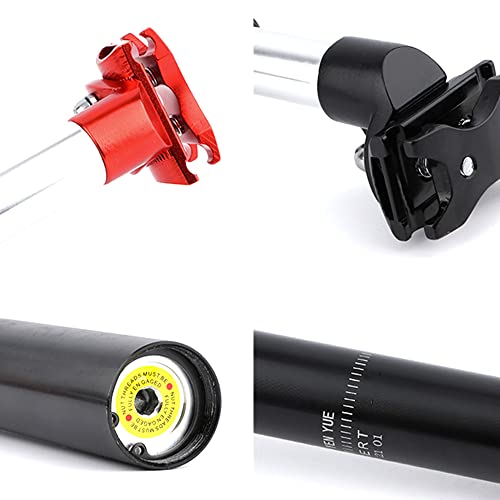 CATAZER Bicycle Seatpost Suspension Aluminum Alloy Seat Post Travel 40mm Adjustable Seatposts 27.2/31.6mm 350mm (31.6mm red)