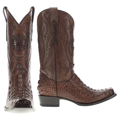 Vaccari Men's Bowie Genuine Alligator Hornback Body Narrow Square Toe Western Cowboy Boots2