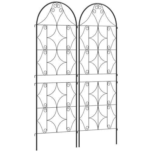 Outsunny Supporto per Piante rampicanti con Motivo Irregolare, Confezione da 2, Traliccio da Giardino, per Verdure, Viti, Fiori, in Metallo, 50 x 150 cm, Nero