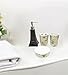 Royal Bath Novelty Paris Glamour Eiffel Tower 4 Piece Waverly Ceramic Bath Set: 1 Lotion Pump, 1 Toothbrush Holder, 1 Tumbler and 1 Soap Dish - Grey