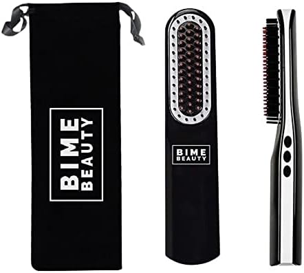 Bime Beauty Hot Comb Hair Straightener for Men and Women | Wireless Hair Straightening Comb | Short & Long Beard Straightener Comb for Men | Father's Day Gift or Men's Birthday Gift (Black)