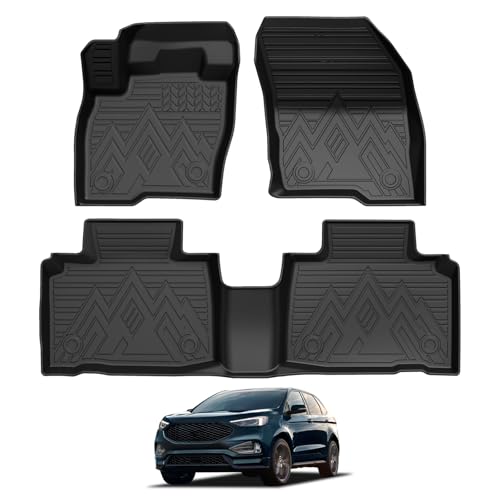 Falafa Floor Mats Fit for 2015-2025 Ford Edge, TPE All Weather Custom Floor Liners for 2015-2025 Edge Full Set 1st and 2nd Row Non-Slip Odorless