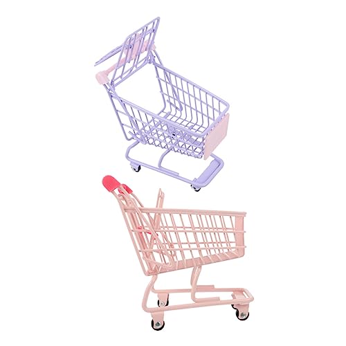LIOOBO 2pcs Miniature Shopping Cart Shopping Cart Plaything Material Design for Desk Decor Playtime for Aesthetic Storage