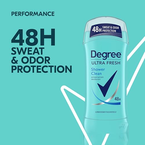 Degree Ultra Fresh Antiperspirant Deodorant Stick Shower Clean Pack of 4 for 48H Sweat and Odor Protection for Women, 2.6 oz