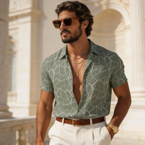 Image of Lymio Men Shirt || Men Embroidery Design Shirt || Half Slevee Shirt Men || Cotton Shirt (Available Also Packs) (Embro-Zigzag)