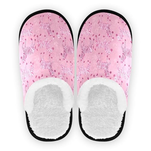 Women's Men's Fuzzy Slippers Cozy House Shoes Travel Warm Cute Zebra Slippers