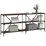 L'assemblage est requis Tomostar Table Console, Console Meuble Table d\'entrée de Couloir chêne Marron 180x30x75 Bois d\'ingénierie et Fer