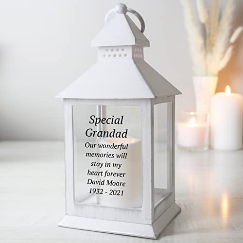 Personalised Memorial White Lantern, Beautiful Grave Marker, Memorial gift, In Memory, Candle, Remembrance, White Lantern, Lamp