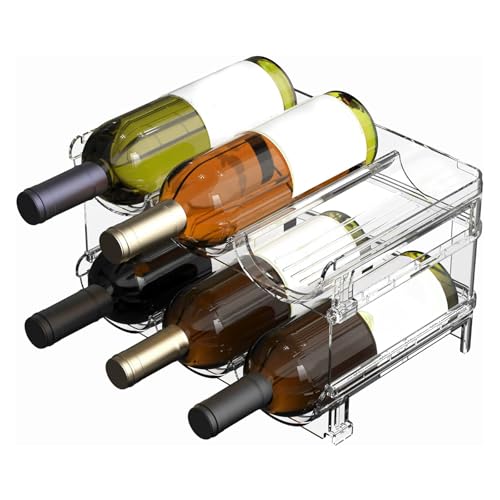 XHYASD 2 Niveaux Range Bouteille Frigo Empilable, Porte Bouteille Frigo en Plastique, AntidéRapant...