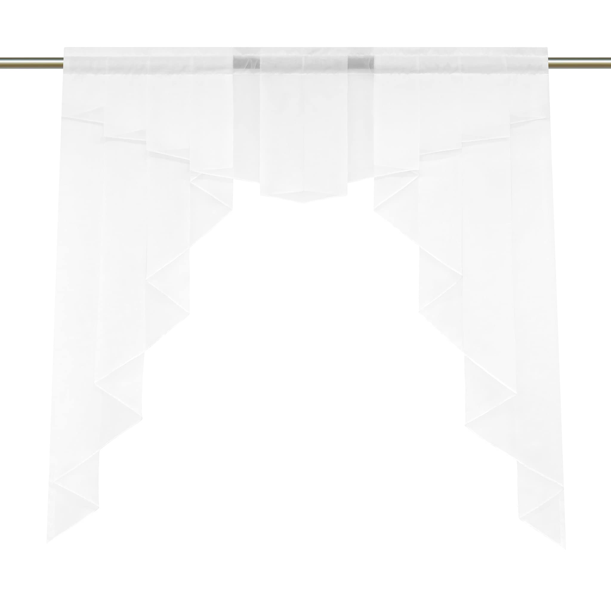 Scheibengardinen Küche Kleinfenster Gardinen mit Kräuselband oder Tunnelzug Bistrogardinen Voile Transparente Kurzgardinen Modern 1 Stück BxH 80x80cm Weiß