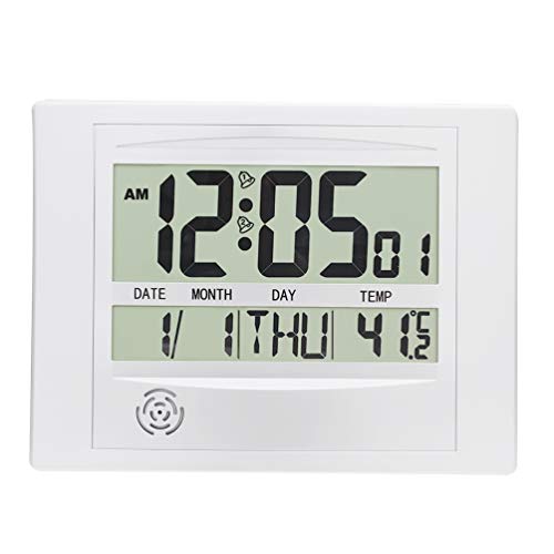 Jimei Large Display Digital Wall Clock Battery Backup Desk Alarm Clock With Calendar Temperature (Silver) #TOP19