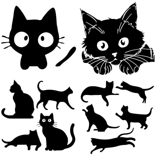Image of GORGECRAFT 4 Styles 4Pcs Cat Silhouette Car Sticker Black Reflective Kitten Pet Animal Car Bumper Decals Waterproof PET Automotive Exterior Decor Stickers for SUV Truck Motorcycle Doors Walls Laptop