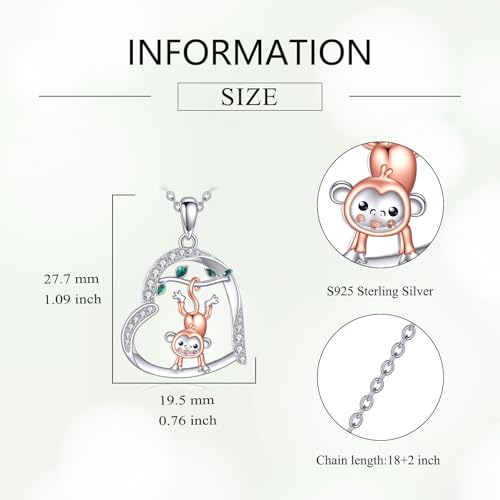 Image of Heart Necklace 925 Sterling Silver Animal Pendant Cute Heart Jewelry Gifts for Women Animal Lover