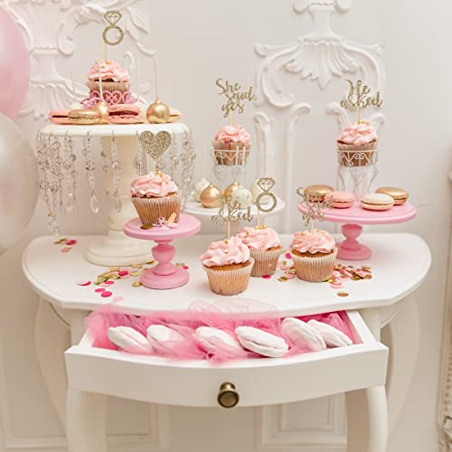 Donoter 24 Pieces Light Gold Glitter Engagement Cupcake Toppers He Asked She Said Yes Diamond Ring Heart Cupcake Picks For Wedding Bridal Shower Party Cake Decorations #TOP3