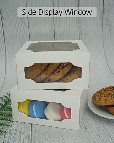 White Cookie Boxes 12 Packs 6\" x 6\" x 3\" for Gift Giving with Windows Easy Assembly