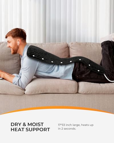 Image of Large Heating Pad for Back Pain Relief & Period Cramps, CooCoCo Heat Pad with Auto Shut Off, FSA Eligible Electric Heated Pad, Gifts for Women Men, 17 inchx33 inch, HSA Approved
