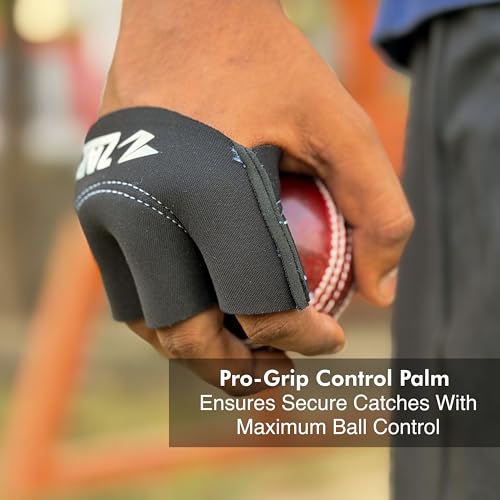 Buy ZAP Signature Cricket Fielding Gloves | Finger-Cut Half Finger Design | Premium Cushioning for Advanced Palm Protection | Ideal for Fielding in Matches & Nets (OneSize, Black) Online at Low Prices in India - Amazon.in - Image 4