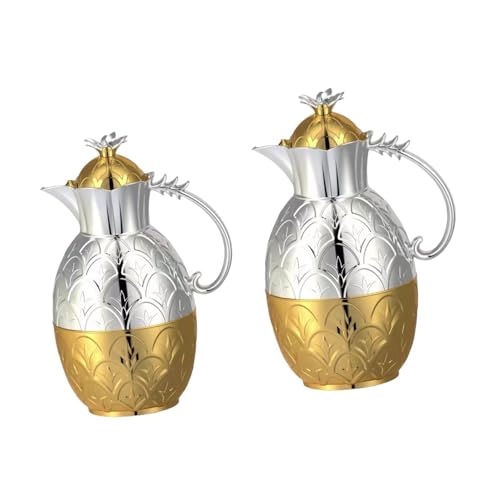 Folpus Teteras de café de café en forma de piña árabe tradicional 0.6L 1.0L Botellas de agua térmica aisladas Calentadores para Camping Cafe, Oro Plata
