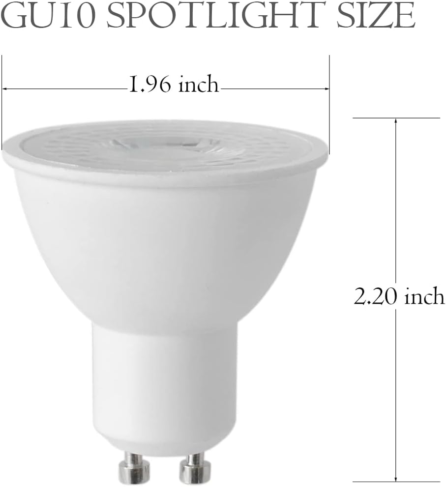 10-Pack Daylight Glow GU10 LED Spotlight, 5000K Dimmable,5.5W 50W Equivalent Recessed Lighting, 500lm,38° Beam Angle
