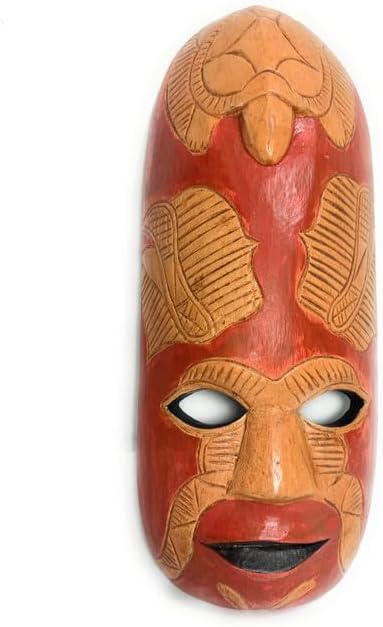 Tikimaster Red Tribal Fijian Mask Love with Carved Turtle | #mdrx008
