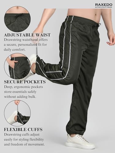 Image of Men's Water-Resistant Parachute Pants | Mens Bottom Wear | Cargo Pants for Men | Korean Pants for Man | Baggy Trackpants | Lightweight Multi-Pocket Utility Fit - Freedom to Move & All-Day Comfort