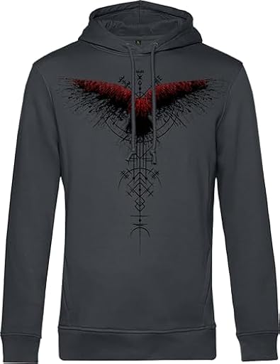 Jersey vikingo orgánico: sangre - sudadera con capucha de cuervo - regalos vikingos para hombres - ropa vikinga - sudadera unisex con capucha de algodón orgánico, asfalto, L | Ya disponible en tu tienda friki favorita! En mundofriki.es!