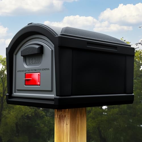 Simplay3 T4 Extra Large Capacity XL Post Mount Mailbox Top with Durable Double-Wall Construction, Weather-Resistant Design, Black, Made in The USA