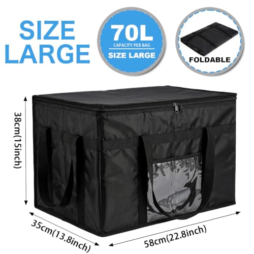 suzmei Sac isotherme de 70 L pour livraison de nourriture – Sac isotherme extra large et pliable pour les courses, les pique-niques et une utilisation commerciale (noir) – vue 2