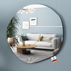 Albatros Designerspiegel Asymmetrisch 66 x 63 cm – Wandspiegel oder Türspiegel, Moderne organische Form – Spiegel Oval und Groß – Asymmetrischer Spiegel unförmig und Rahmenlos, Mirror Wall