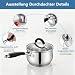Onader Stielkasserolle 14cm, Edelstahl Milchtopf Induktion mit Glasdeckel