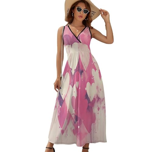 Robe bohème élégante pour femme au style artistique graffiti cœur rose