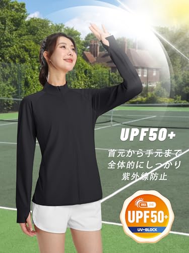 KEFITEVD ドライパーカー レディース ラッシュガード L ブラック