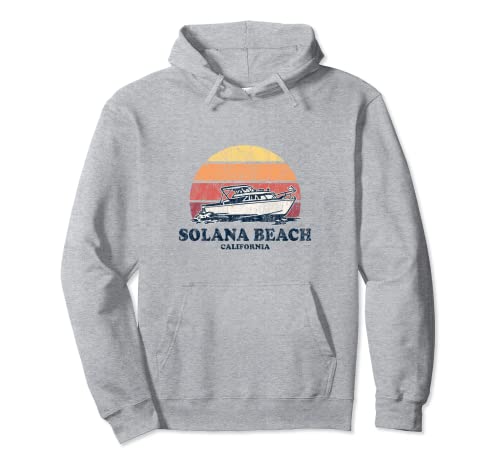 Solana Beach CA Vintage Boating 70s Retro Barco Diseño Sudadera con Capucha